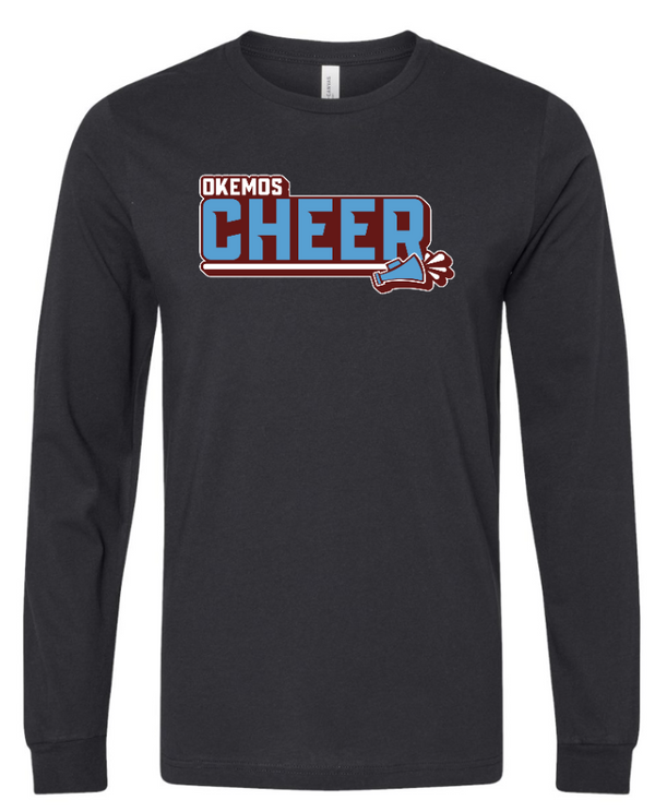 Okemos Cheer Winter 2024 - Adult Long Sleeve T-Shirt (Black, Blue) PERSONALIZATION OPTIONAL