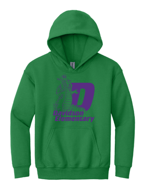 Custom Printed Apparel | Davidson Elementary - Youth Heavy Blend Hoodie "Davidson D" Design - Davidson Elementary - 18150
