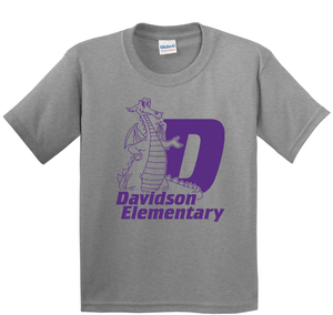 Custom Printed Apparel | Davidson Elementary - Youth Heavy Cotton T-Shirt "Davidson D" Design - Davidson Elementary - 18150