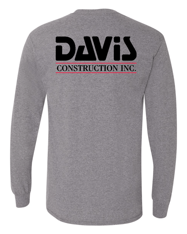 Custom Apparel - Screen Printing - Davis Construction - DryBlend® 50/50 Long Sleeve T-Shirt - Davis Construction - 15068