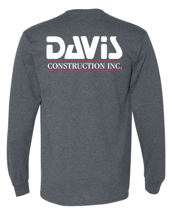 Custom Apparel - Screen Printing - Davis Construction - DryBlend® 50/50 Long Sleeve T-Shirt - Davis Construction - 15068