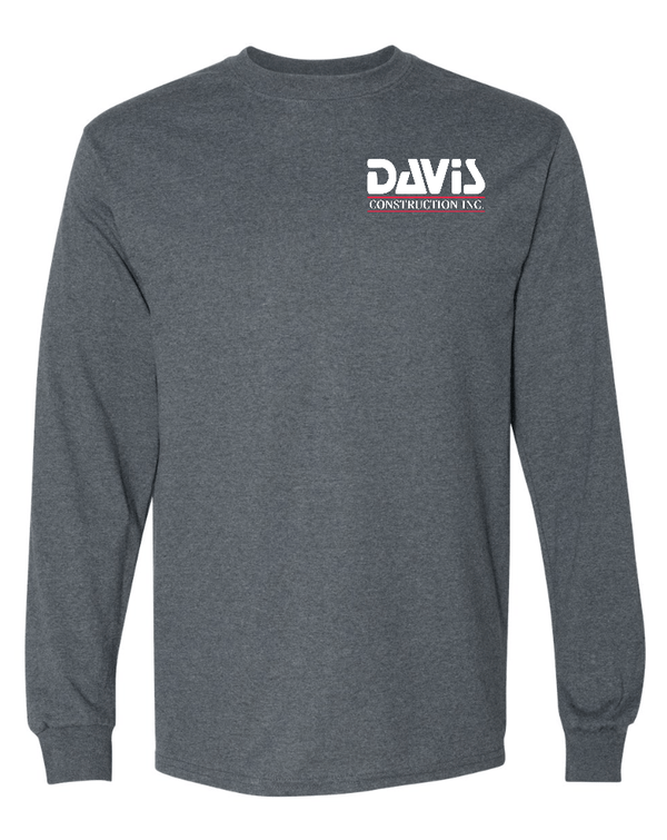 Custom Apparel - Screen Printing - Davis Construction - DryBlend® 50/50 Long Sleeve T-Shirt - Davis Construction - 15068