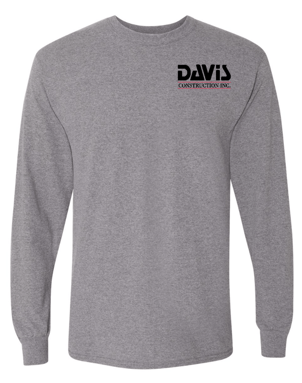 Custom Apparel - Screen Printing - Davis Construction - DryBlend® 50/50 Long Sleeve T-Shirt - Davis Construction - 15068