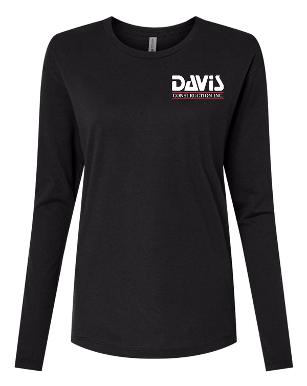 Custom Apparel - Screen Printing - Davis Construction - Women's Cotton Relaxed Long Sleeve T-Shirt - Davis Construction - 15068
