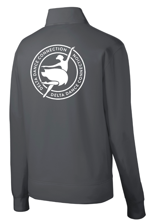 Custom Printed Apparel | Delta Dance Company - Adult Dark Smoke Grey Fleece Full - Zip Jacket - Delta Dance Company - 18487