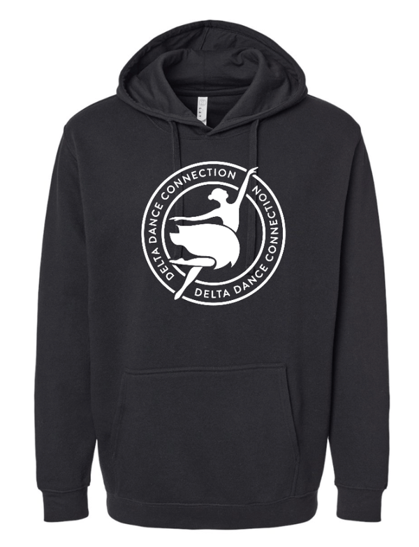 Custom Printed Apparel | Delta Dance Company - Adult Hooded Sweatshirt (Black/White) - Delta Dance Company - 18487