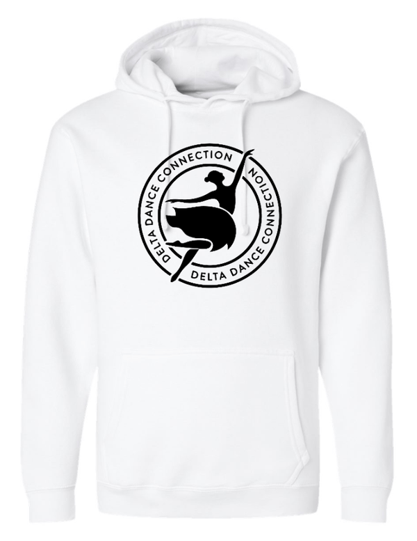 Custom Printed Apparel | Delta Dance Company - Adult Hooded Sweatshirt (Black/White) - Delta Dance Company - 18487