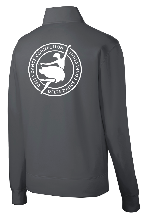 Custom Printed Apparel | Delta Dance Company - Youth Dark Smoke Grey Fleece Full - Zip Jacket - Delta Dance Company - 18487