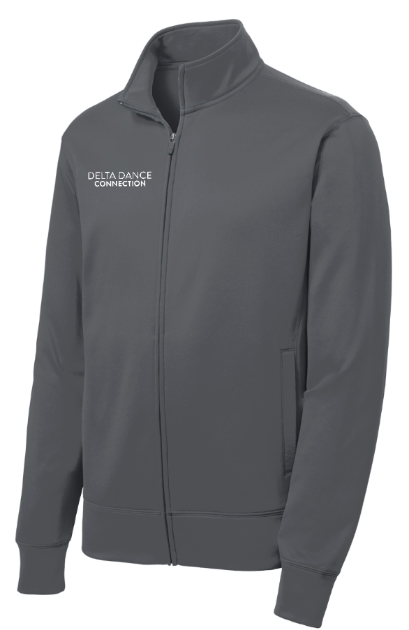 Custom Printed Apparel | Delta Dance Company - Youth Dark Smoke Grey Fleece Full - Zip Jacket - Delta Dance Company - 18487