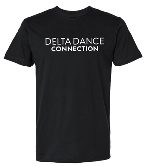 Custom Printed Apparel | Delta Dance Connection Fall 2025 - Adult T-Shirt Text Design (Black/Saltwater) - Delta Dance F25 - 18488