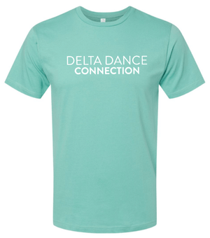 Custom Printed Apparel | Delta Dance Connection Fall 2025 - Adult T-Shirt Text Design (Black/Saltwater) - Delta Dance F25 - 18488