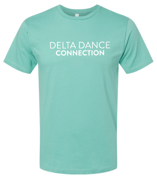 Custom Printed Apparel | Delta Dance Connection Fall 2025 - Adult T-Shirt Text Design (Black/Saltwater) - Delta Dance F25 - 18488