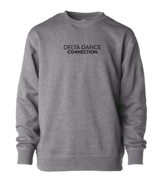 Custom Printed Apparel | Delta Dance Connection Fall 2025 - Toddler Dark Grey Crewneck Text Design - Delta Dance F25 - 18488