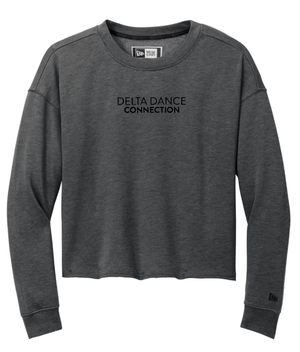 Custom Printed Apparel | Delta Dance Connection Fall 2025 - Women's Black Heather Fleece Crop Crewneck Text Design - Delta Dance F25 - 18488