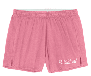 Custom Printed Apparel | Delta Dance Connection Fall 2025 - Women's Jersey Knit Squad Shorts Text Design (Pink/Black) - Delta Dance F25 - 18488