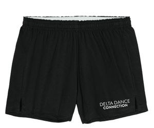 Custom Printed Apparel | Delta Dance Connection Fall 2025 - Women's Jersey Knit Squad Shorts Text Design (Pink/Black) - Delta Dance F25 - 18488