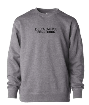 Custom Printed Apparel | Delta Dance Connection Fall 2025 - Youth Dark Grey Crewneck Text Design - Delta Dance F25 - 18488