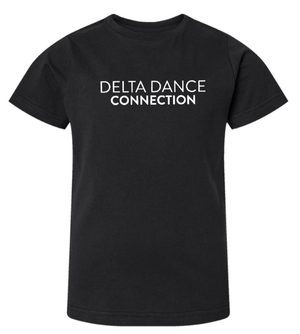 Custom Printed Apparel | Delta Dance Connection Fall 2025 - Youth T-Shirt Text Design (Black/Saltwater) - Delta Dance F25 - 18488