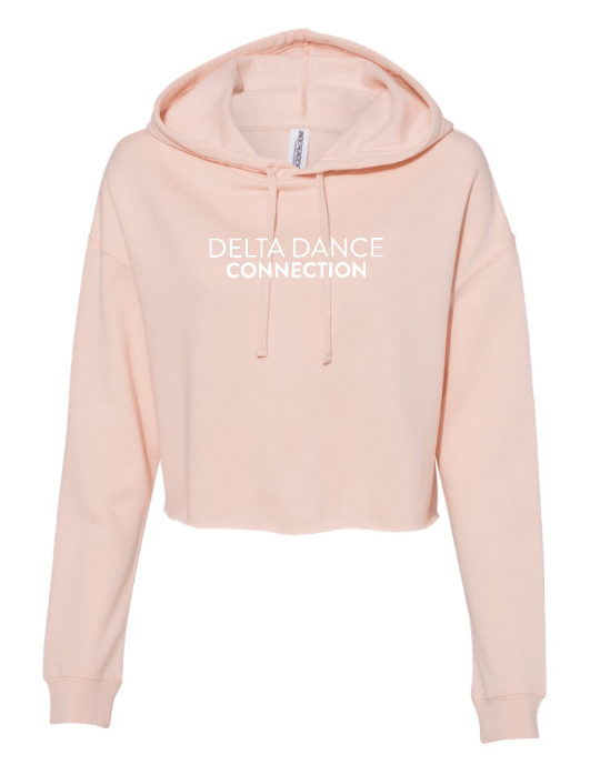 Custom Apparel - Screen Printing - Delta Dance Connection - Women's Logo Crop Hoodie (Blush / Sage) - Delta Dance Connection - 16948
