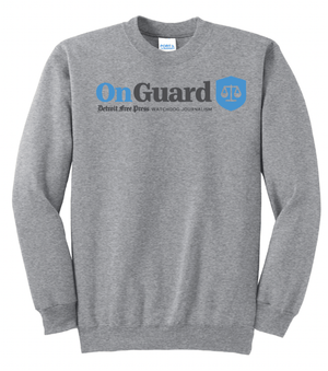 Custom Printed Apparel | Detroit Free Press 2025 | Adult Unisex Athletic Heather Crewneck "OnGuard Design" - Detroit Free Press 25 - 18722