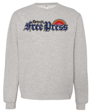 Custom Printed Apparel | Detroit Free Press 2025 | Adult Unisex Grey Heather Crewneck "Free Press Sunny Design" - Detroit Free Press 25 - 18722