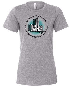 Custom Printed Apparel | Detroit Free Press 2025 | Women's Athletic Heather T-Shirt "Old Free Press Design" - Detroit Free Press 25 - 18722