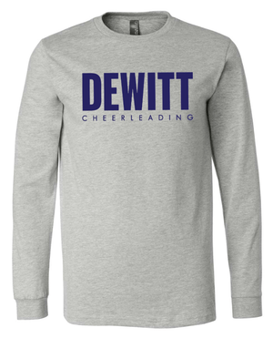 Custom Apparel - Screen Printing - DeWitt Jr. Panthers Competitive Cheer - Adult Unisex Long Sleeve T-Shirt ~ Gold / Grey ~ - DeWitt Jr. Panthers Competitive Cheer - 17099