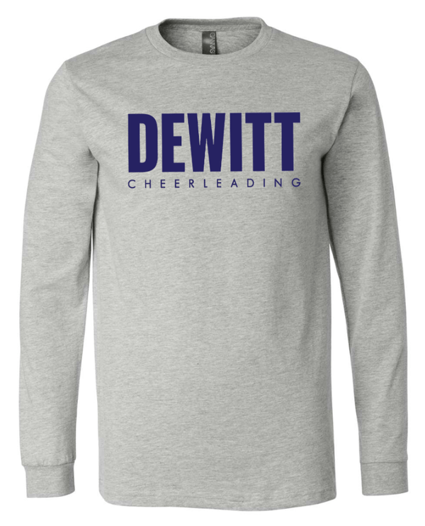 Custom Apparel - Screen Printing - DeWitt Jr. Panthers Competitive Cheer - Adult Unisex Long Sleeve T-Shirt ~ Gold / Grey ~ - DeWitt Jr. Panthers Competitive Cheer - 17099