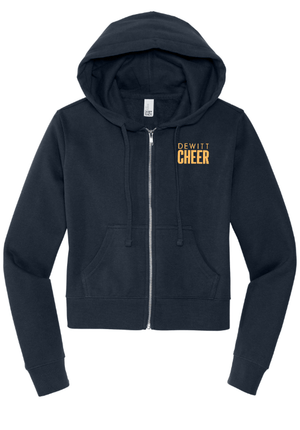 Custom Apparel - Screen Printing - DeWitt Jr. Panthers Competitive Cheer - Women's Cropped Fleece Full Zip Hoodie - DeWitt Jr. Panthers Competitive Cheer - 17099