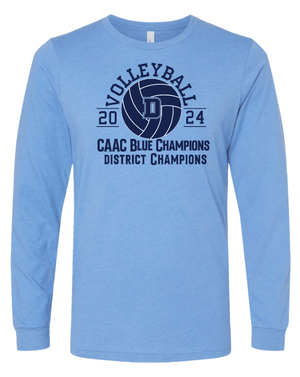 Custom Apparel - Screen Printing - DeWitt Volleyball Champs - Unisex Long Sleeve T-Shirt (Heather French Vanilla / Heather Carolina Blue) - DeWitt Volleyball Champs - 16992