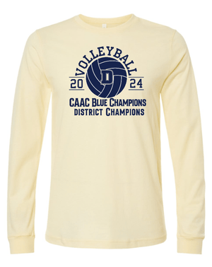 Custom Apparel - Screen Printing - DeWitt Volleyball Champs - Unisex Long Sleeve T-Shirt (Heather French Vanilla / Heather Carolina Blue) - DeWitt Volleyball Champs - 16992