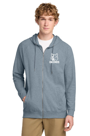 Okemos Fall Staff Shop Zip Up Hoodie Flint Blue Heather front view