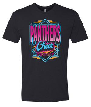Custom Printed Apparel | DMS Competitive Cheer 2025 | Adult Unisex Black T-Shirt "Retro Cheer Design" - DMS Comp Cheer 25 - 18782