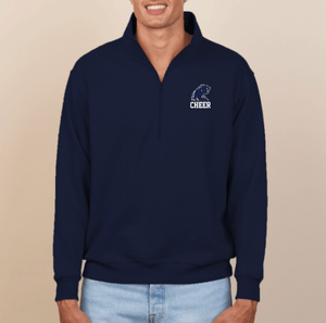 Custom Printed Apparel | DMS Competitive Cheer 2025 | Adult Unisex Navy 1/2 Zip "Panther Badge Design" - DMS Comp Cheer 25 - 18782