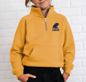 Custom Printed Apparel | DMS Competitive Cheer 2025 | Youth Mango Dream 1/2 Zip "Panther Badge Design" - DMS Comp Cheer 25 - 18782