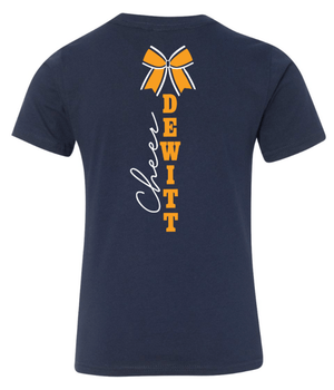 Custom Printed Apparel | DMS Competitive Cheer 2025 | Youth Navy T-Shirt "Cursive Cheer Design" - DMS Comp Cheer 25 - 18782