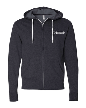 Custom Apparel - Screen Printing - Doghouse Gym + HD Strength & Fitness - Lightweight Full Zip Hoodie *Black / Charcoal* - Doghouse Gym - 17274