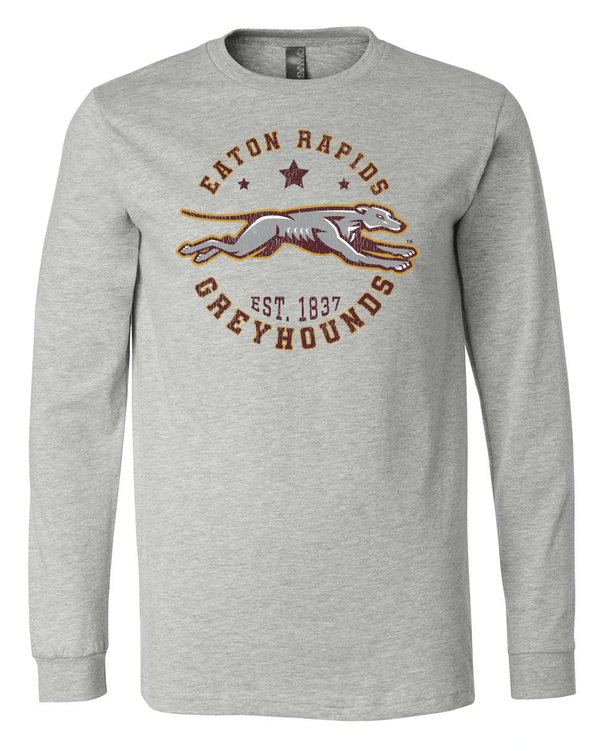 Custom Apparel - Screen Printing - Eaton Rapids High School - Vintage Grey Long Sleeve T-Shirt - Long Sleeve T-Shirt - 2024 Eaton Rapids HS - 16425