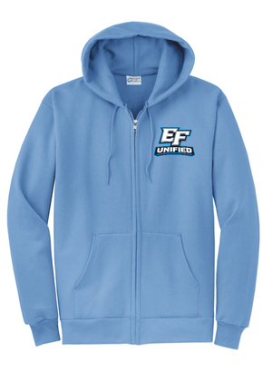 Custom Printed Apparel | EFHS Unified | Adult Unisex Full Zip Hooded Sweatshirt - Multiple Colors - EFHS Unified Sports W26 - 18958