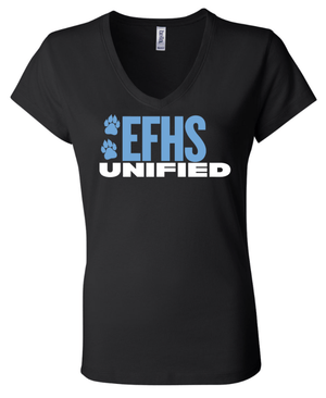 Custom Printed Apparel | EFHS Unified Sports Fall 2025 - Women's V - Neck Tee (Athletic Heather/Black) - EFHS Unified Sports F 25 - 18350