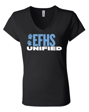 Custom Printed Apparel | EFHS Unified Sports | Women's V - Neck Shirt - Multiple Colors + Designs - EFHS Unified Sports W26 - 18958