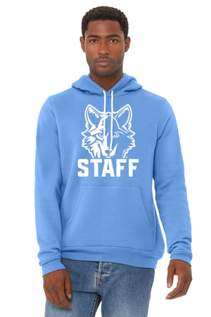 Okemos Fall Staff Shop Hoodie Carolina Blue front view