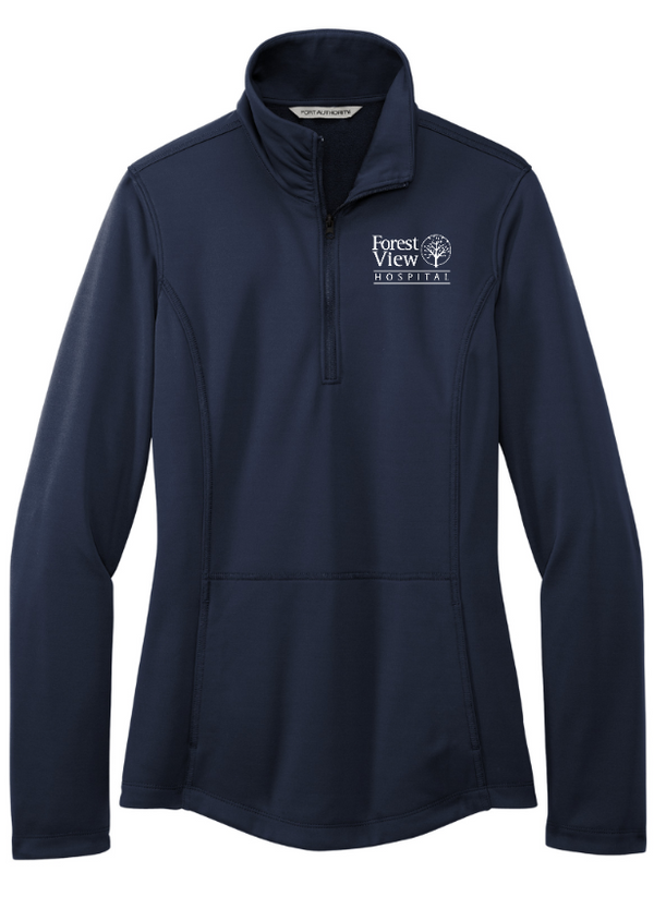 Forest View Hospital Apparel - Women's Smooth Fleece Quarter Zip (Dk Grey, Navy)