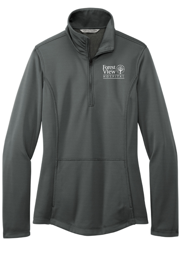 Forest View Hospital Apparel - Women's Smooth Fleece Quarter Zip (Dk Grey, Navy)