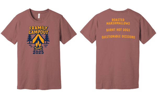 Custom Printed Apparel | Framily Camp 2025 - Adult Heavy Cotton T-Shirt **Military Green / Sand / Indigo Blue** - T-Shirt - Family Camp 2025 - 18057