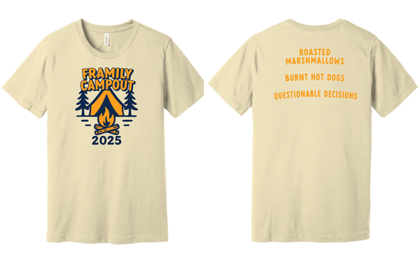 Custom Printed Apparel | Framily Camp 2025 - Adult Heavy Cotton T-Shirt **Military Green / Sand / Indigo Blue** - T-Shirt - Family Camp 2025 - 18057