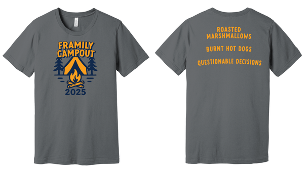 Custom Printed Apparel | Framily Camp 2025 - Adult Heavy Cotton T-Shirt **Military Green / Sand / Indigo Blue** - T-Shirt - Family Camp 2025 - 18057