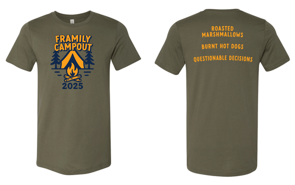 Custom Printed Apparel | Framily Camp 2025 - Youth Heavy Cotton T-Shirt **Military Green / Sand / Indigo Blue** - Family Camp 2025 - 18057