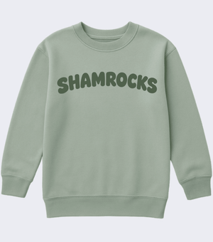 Custom Printed Apparel | FULFILLMENT | SHAMROCKS | Youth Fleece Crew | Puff Letters Design - Fabricated Customs
