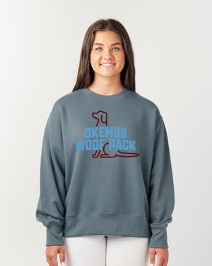 Okemos Woof Pack Crewneck Storm front view